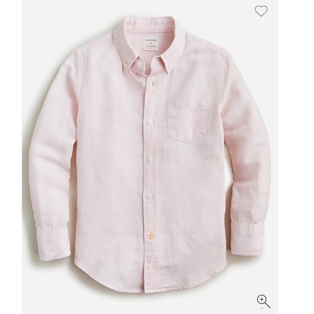 NWOT Crewcuts Boy's Button-Down Linen-Blend Dress Shirt Pink 6-7 *Flaw